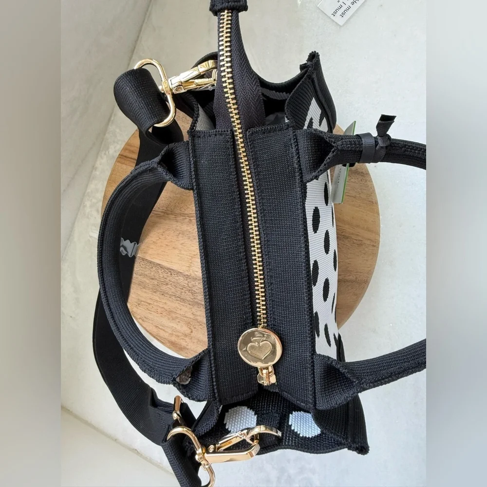 NWT • Kate Spade x Target Poka Dot Black & White Knit Crossbody Bag